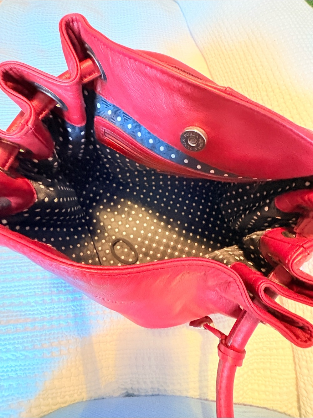 Furla Red Leather Shoulder Bag with Charm - Picture 2 of 6